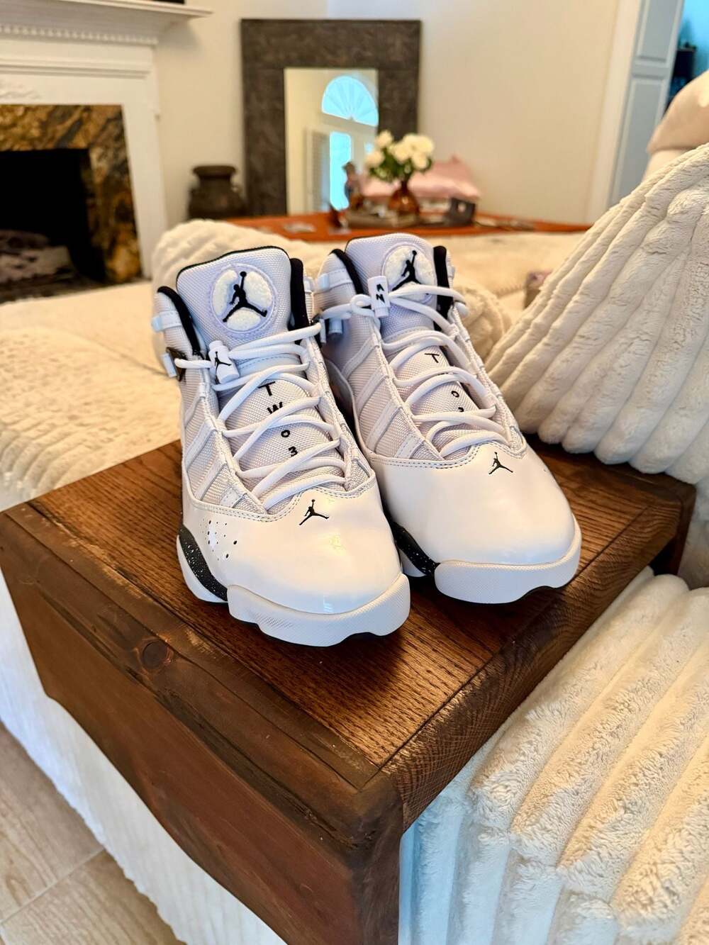 Jordan 6 Rings White/Black Basketball Sneakers